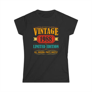 Vintage 1988 T Shirts for Women Retro Funny 1988 Birthday Women Tops