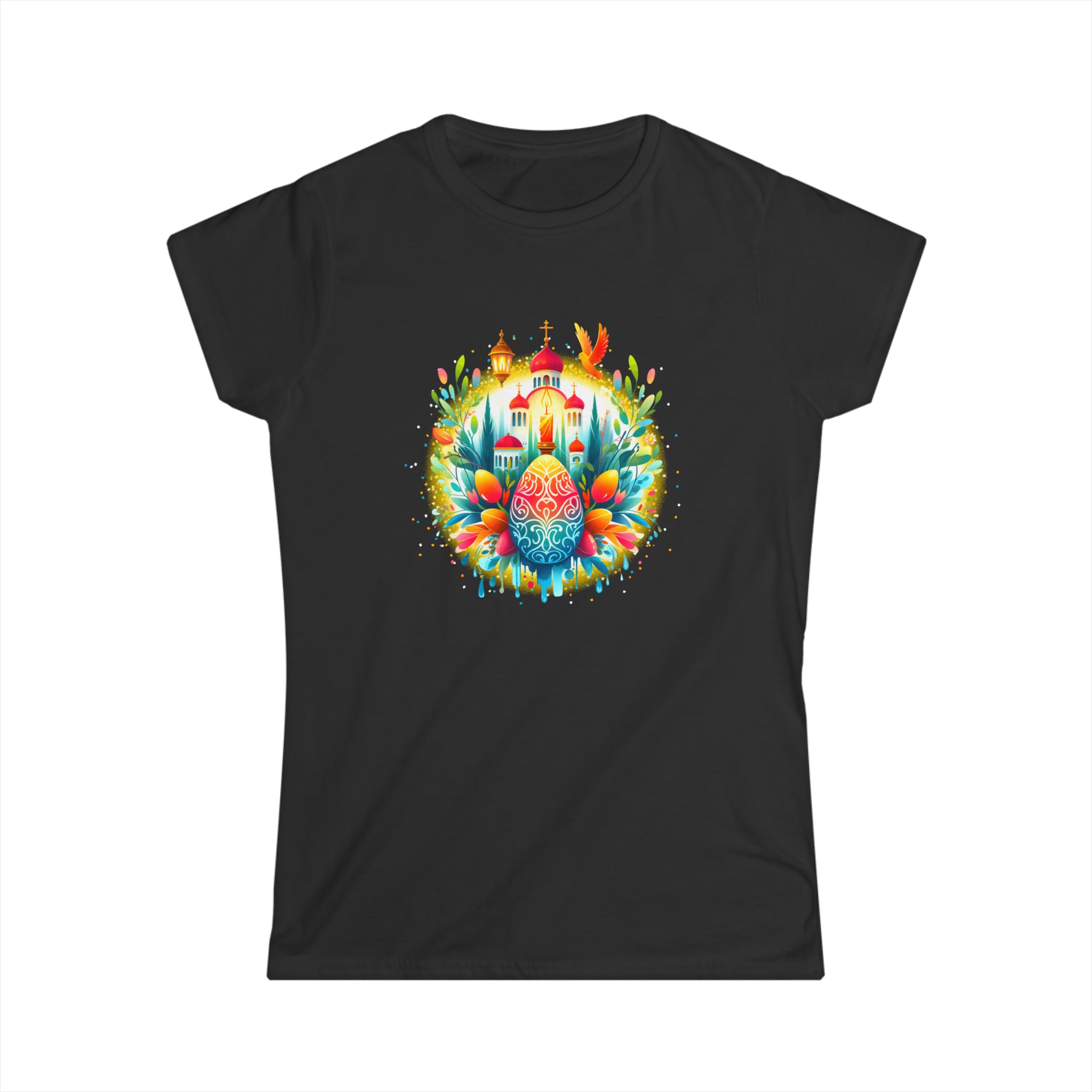 Russian Greek Byzantine Orthodox Cross He Is Risen Easter Women Shirts