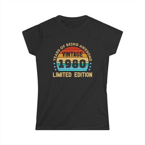 Vintage 1980 T Shirts for Women Retro Funny 1980 Birthday Women Shirts