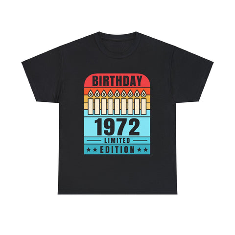 Vintage 1972 TShirt Men Limited Edition BDay 1972 Birthday Big and Tall Shirts for Men Plus Size