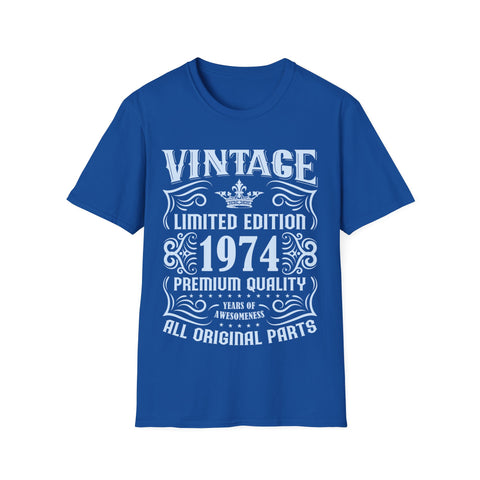 Vintage 1974 TShirt Men Limited Edition BDay 1974 Birthday Mens Shirt