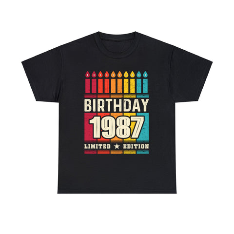 Vintage 1987 TShirt Men Limited Edition BDay 1987 Birthday Big and Tall Tshirts Shirts for Men