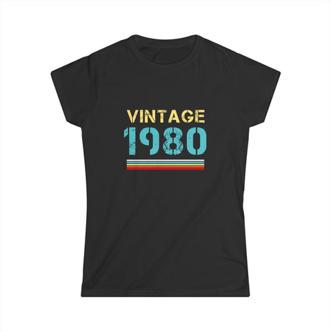 Vintage 1980 T Shirts for Women Retro Funny 1980 Birthday Womens T Shirt