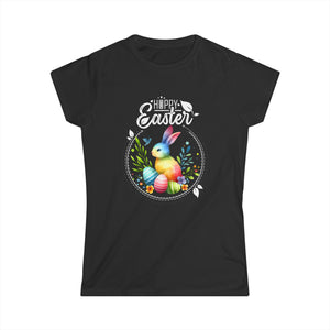 Easter Shirts for Women Cute Womens Easter Egg Rabbit Easter Womens T Shirts