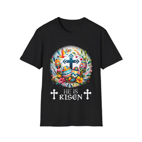 Russian Greek Byzantine Orthodox Cross He Is Risen Easter Mens Shirts