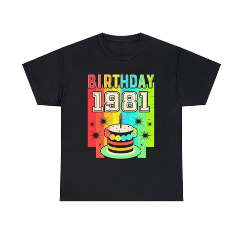 Vintage 1981 T Shirts for Men Retro Funny 1981 Birthday Big and Tall Shirts for Men Plus Size