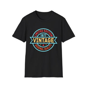 Vintage 1977 T Shirts for Men Retro Funny 1977 Birthday Mens Tshirts