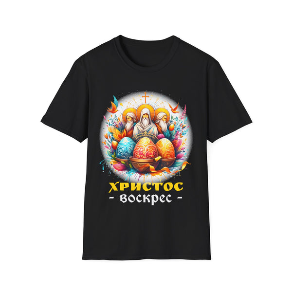 Russian Orthodox Church Cross Chrestos Voskres Pascha Easter Mens Shirts