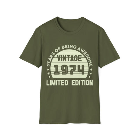 Vintage 1974 T Shirts for Men Retro Funny 1974 Birthday Mens T Shirts