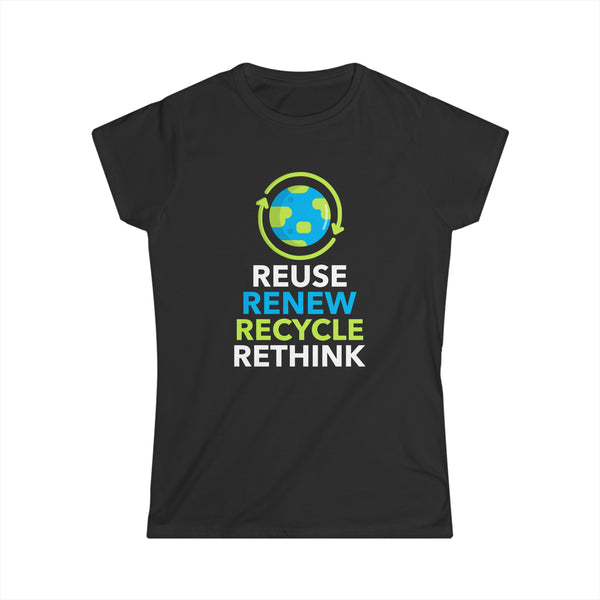 Happy Earth Day Environmental Symbol Reuse Renew Rethink Environmental Shirts for Women