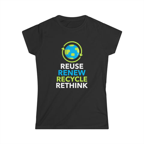 Happy Earth Day Environmental Symbol Reuse Renew Rethink Environmental Shirts for Women