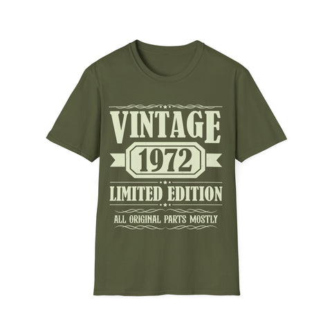 Vintage 1972 TShirt Men Limited Edition BDay 1972 Birthday Mens Tshirts