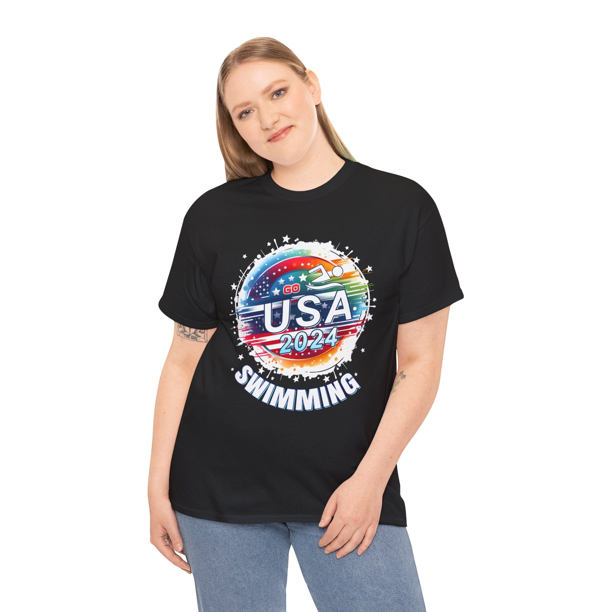 USA 2024 Summer Games Swimming America Swimming 2024 USA Plus Size Clothing for Women