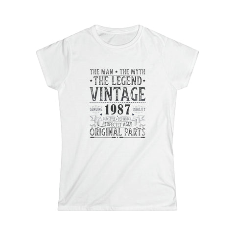 Vintage 1987 T Shirts for Women Retro Funny 1987 Birthday Womens Shirt