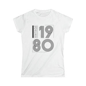 Vintage 1980 T Shirts for Women Retro Funny 1980 Birthday Shirts for Women