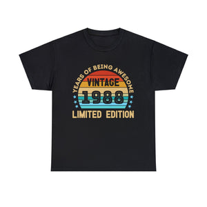 Vintage 1988 T Shirts for Men Retro Funny 1988 Birthday Mens Shirt Plus Size Big and Tall
