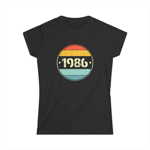 Vintage 1986 Birthday Shirts for Women Funny 1986 Birthday Women Shirts