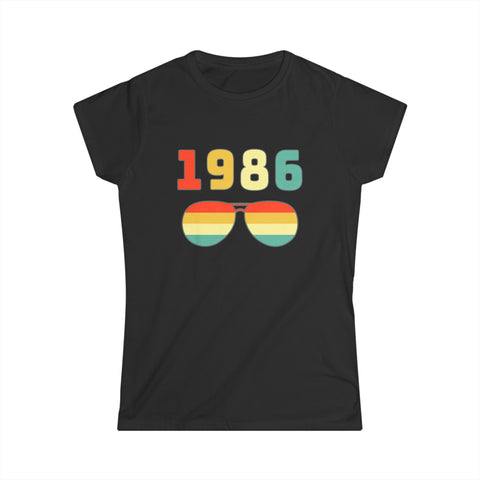 Vintage 1986 T Shirts for Women Retro Funny 1986 Birthday Women Shirts