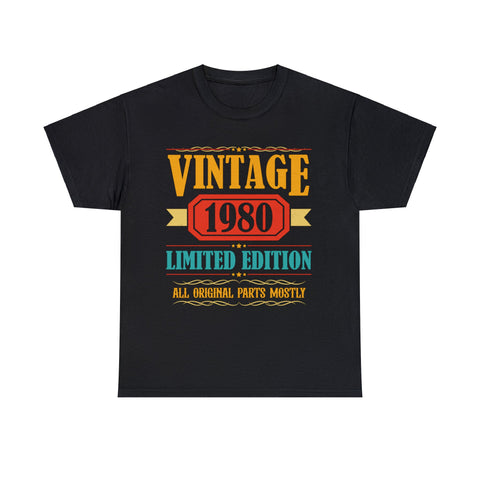 Vintage 1980 T Shirts for Men Retro Funny 1980 Birthday Mens Tshirts for Men Big and Tall