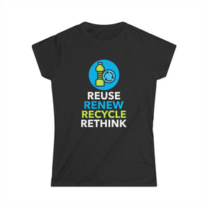 Earth Day Environmental Symbol Reuse Renew Rethink Environment Womens Shirts