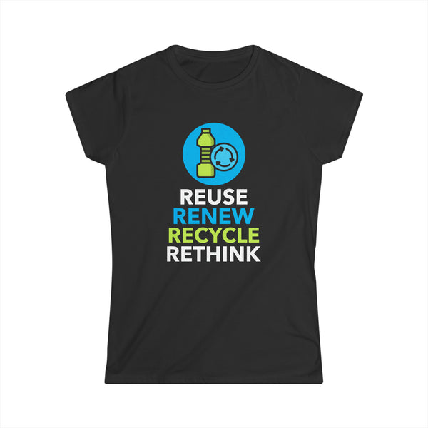 Earth Day Environmental Symbol Reuse Renew Rethink Environment Womens Shirts