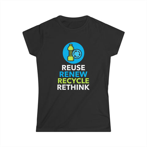 Earth Day Environmental Symbol Reuse Renew Rethink Environment Womens Shirts