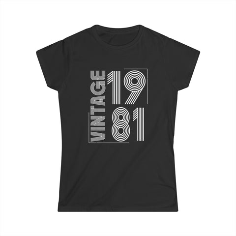 Vintage 1981 T Shirts for Women Retro Funny 1981 Birthday Womens Shirt