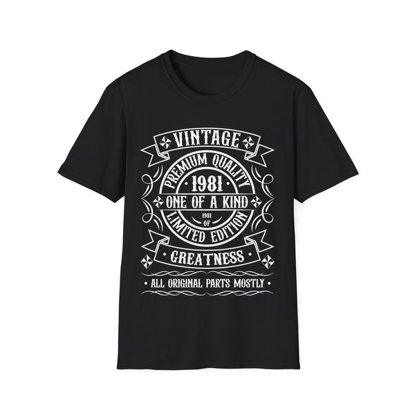 Vintage 1981 T Shirts for Men Retro Funny 1981 Birthday Mens T Shirts