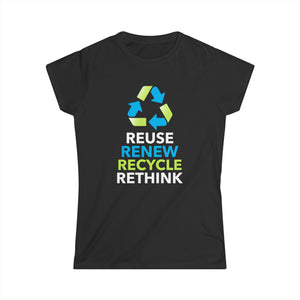 Peace Love Recycle Earth Day Funny Quote Teachers Recycle Womens T Shirts