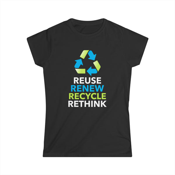 Peace Love Recycle Earth Day Funny Quote Teachers Recycle Womens T Shirts