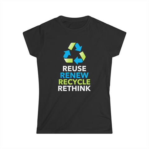 Peace Love Recycle Earth Day Funny Quote Teachers Recycle Womens T Shirts