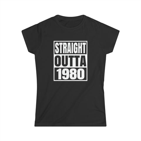 Vintage 1980 T Shirts for Women Retro Funny 1980 Birthday Shirts for Women