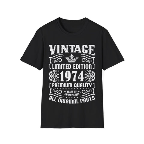 Vintage 1974 TShirt Men Limited Edition BDay 1974 Birthday Shirts for Men