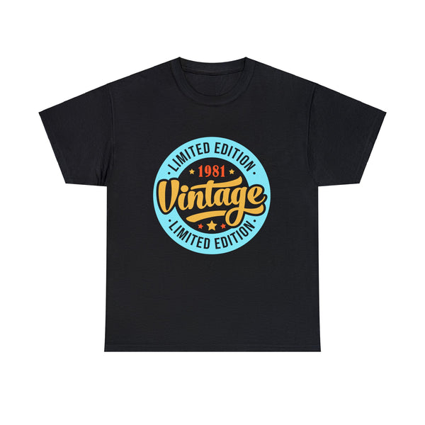 Vintage 1981 TShirt Men Limited Edition BDay 1981 Birthday Big and Tall Tshirts Shirts for Men
