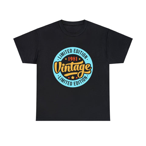 Vintage 1981 TShirt Men Limited Edition BDay 1981 Birthday Big and Tall Tshirts Shirts for Men
