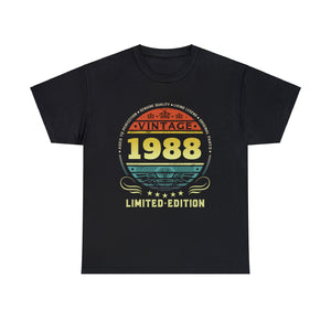 Vintage 1988 Limited Edition 1988 Birthday Shirts for Men Shirts for Men Plus Size Big and Tall