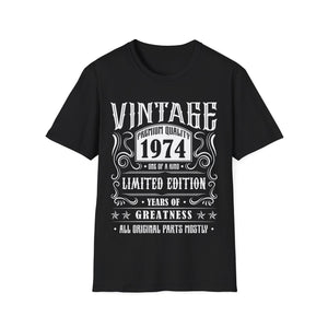 Vintage 1974 T Shirts for Men Retro Funny 1974 Birthday Mens T Shirt