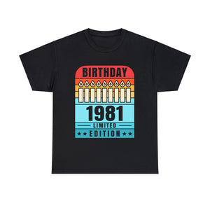 Vintage 1981 TShirt Men Limited Edition BDay 1981 Birthday Big and Tall Tshirts Shirts for Men