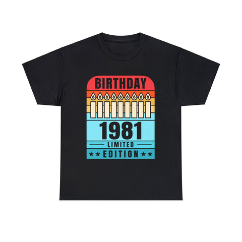 Vintage 1981 TShirt Men Limited Edition BDay 1981 Birthday Big and Tall Tshirts Shirts for Men