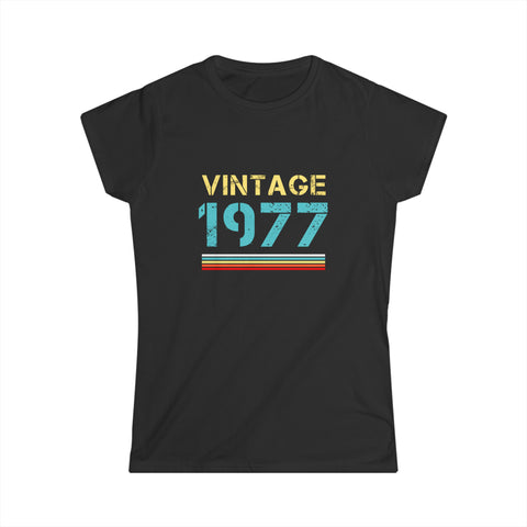 Vintage 1977 T Shirts for Women Retro Funny 1977 Birthday Womens Shirt