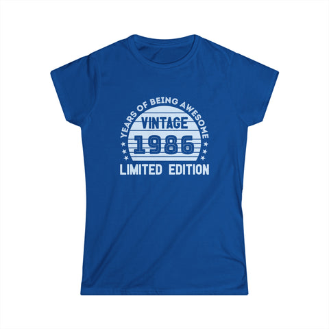 Vintage 1986 T Shirts for Women Retro Funny 1986 Birthday Shirts for Women