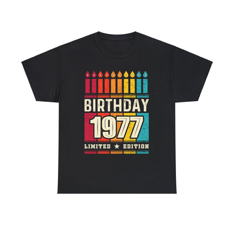 Vintage 1977 TShirt Men Limited Edition BDay 1977 Birthday Shirts for Men Plus Size Big and Tall