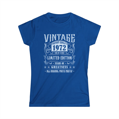 Vintage 1972 T Shirts for Women Retro Funny 1972 Birthday Shirts for Women