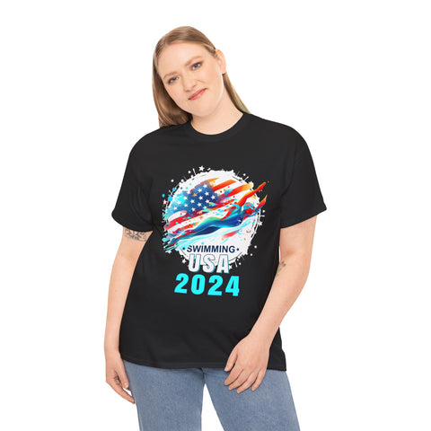 USA 2024 Summer Games Swimming America Swimming 2024 USA Plus Size Tops for Women