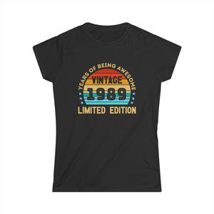 Vintage 1989 T Shirts for Women Retro Funny 1989 Birthday Shirts for Women