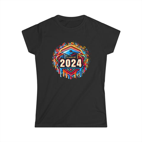 Class of 2024 Senior 2024 Graduation Vintage School Womens Shirts