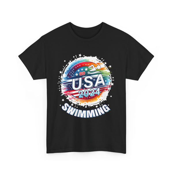 USA 2024 Summer Games Swimming America Swimming 2024 USA Mens T Shirts Plus Size Big and Tall