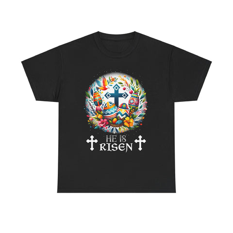 Russian Greek Byzantine Orthodox Cross He Is Risen Easter Big and Tall Shirts for Men Plus Size