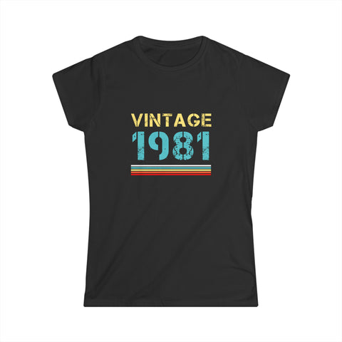 Vintage 1981 T Shirts for Women Retro Funny 1981 Birthday Womens T Shirt