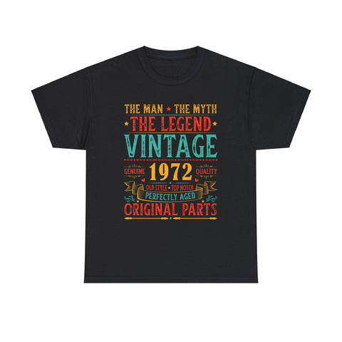 Vintage 1972 T Shirts for Men Retro Funny 1972 Birthday Mens Shirt Plus Size Big and Tall